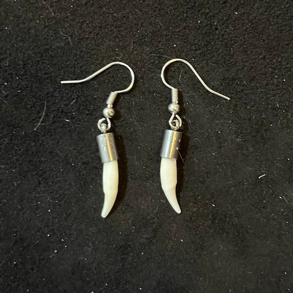 Real Mink Fang Tooth Earrings