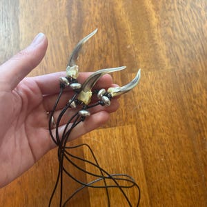 Real Badger Claw and Sterling Silver Bead Necklace on 22” Leather Cord