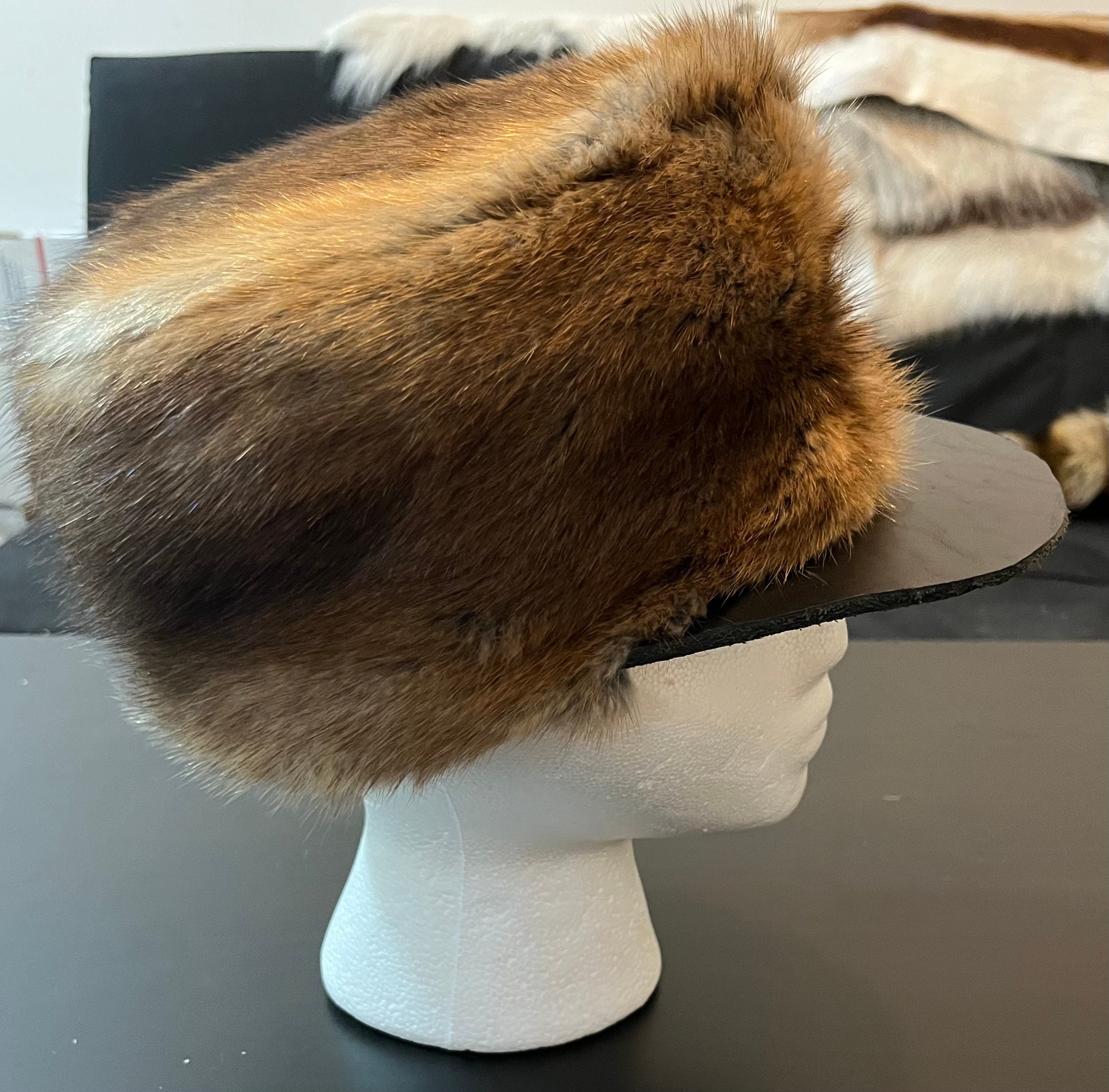 Muskrat Fur Free Trapper Hat Latigo Brim Size M - Etsy