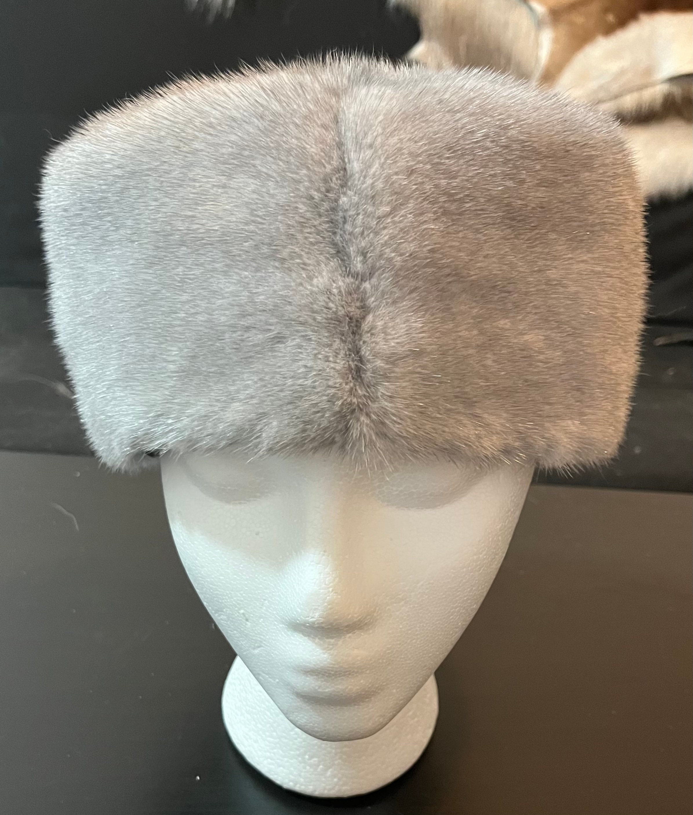 Natural Blue Iris Mink Headband  Alaska Russian Vintage Style Cap Winter Luxury Alaska Rivers main image 2