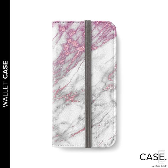Hot Pink Marble Iphone Wallet Case Pink Marble Wallet Case Etsy