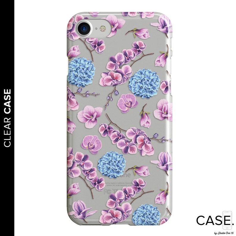 iPhone 7 Clear Case Clear Floral Case Purple Floral Clear Phone Case Clear Flower Case 6s Clear Clear iPhone Case iPhone 8 Clear Case