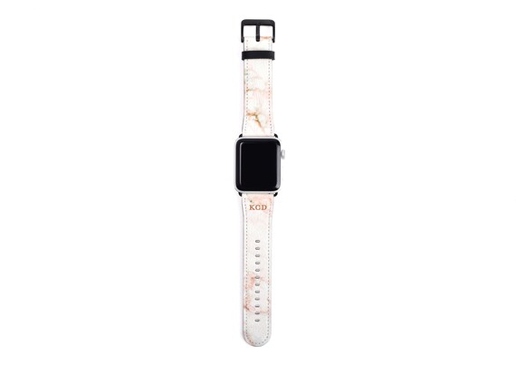 Monogram Apple Watch Band Rose Marble Watch Band Faux Leather