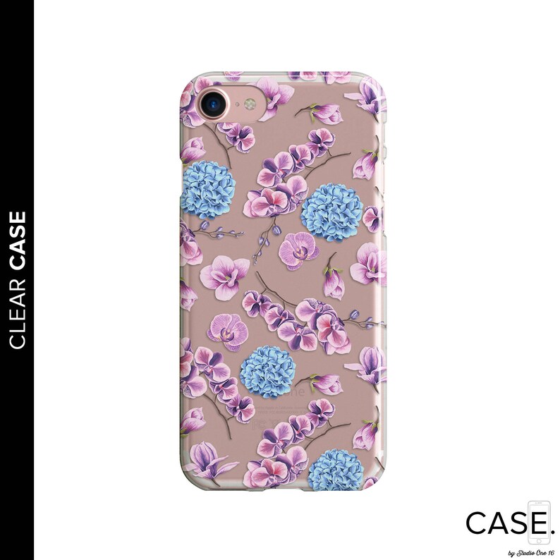 iPhone 7 Clear Case Clear Floral Case Purple Floral Clear Phone Case Clear Flower Case 6s Clear Clear iPhone Case iPhone 8 Clear Case