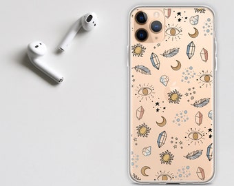 Caja de teléfono celestial, funda de iPhone transparente, funda de teléfono lunar, funda de iPhone XR, iPhone XS Max Case, iPhone 11 Pro Max, iPhone X Case, iPhone 11