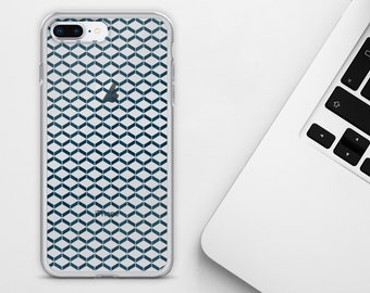 Blue Squares Phone Case, Abstract iPhone Case, Abstract Case, Square Pattern Case, iPhone X Case, iPhone XS Max Case, Geometric Phone Case