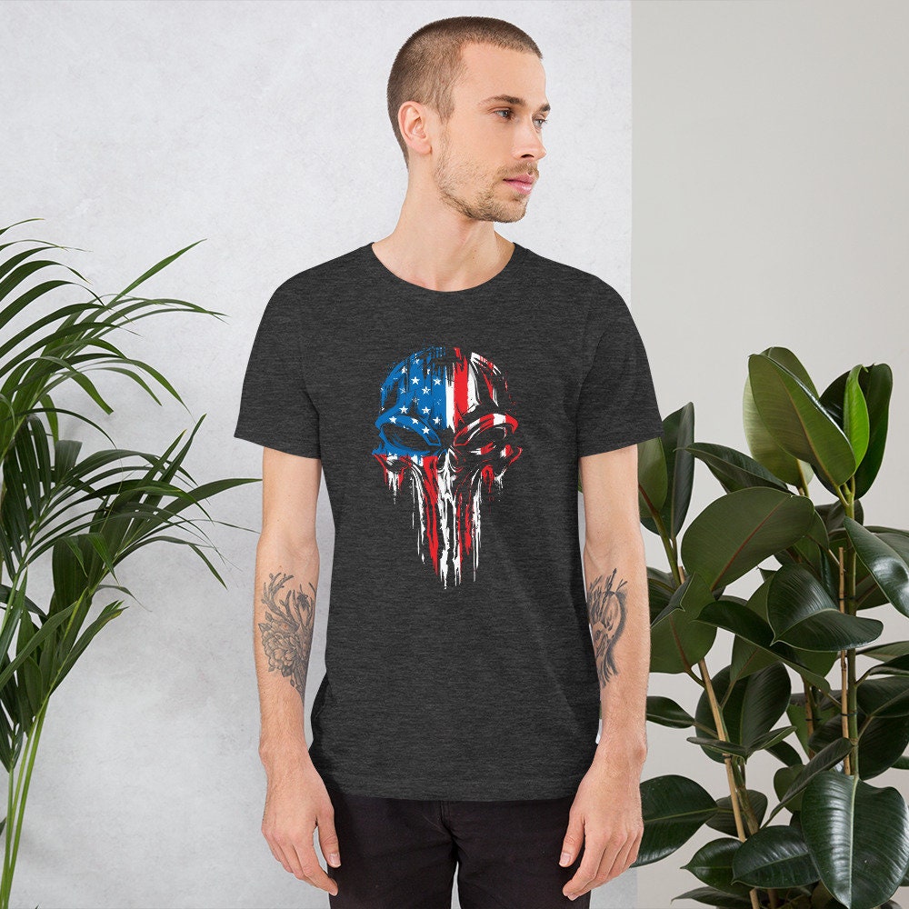 American Flag Punisher Skull 3D Printed Baseball Jersey Shirt Men Summer  Collarless Camisa Unisex Hawaiian Tshirt Female Tee Top