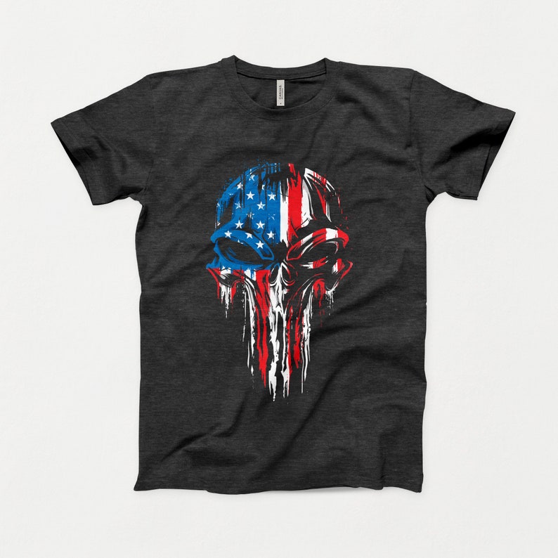 Punisher Skull American Flag Tshirt USA Shirt America Etsy