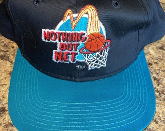 Vintage 1993 Nothing But Net McDonalds Black and Teal Snapback Hat Adjustable
