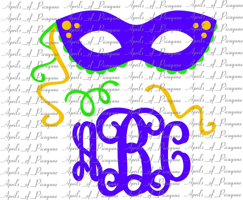 Download Visual Arts Printing Printmaking Mardi Gras Mardi Gras Mask And Streamer Monogram Dxf Svg Pdf Fat Tuesday