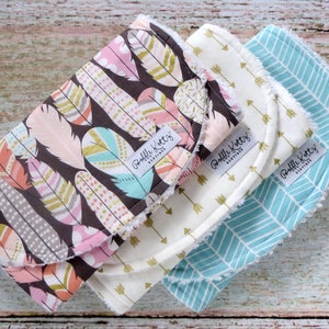 Baby Burp Cloths Baby Girl Burp Cloths Tribal Burp Cloths Bohemian Burp Cloths Aqua Herringbone Burp Cloth Gold Arrow Burp Cloth image 1