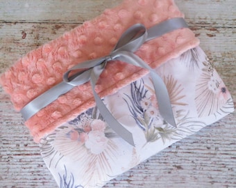 Baby Blanket - Minky Blanket - Bohemian Baby Blanket - Boho Flower Baby Blanket - Peach Baby Blanket - Baby Shower Gift - Baby Gift