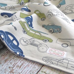 Baby Blanket Baby Boy Blanket Gray Minky Blanket Retro Rides Baby Blanket Vintage Car Baby Blanket Car Minky Blanket Car Blanket image 3