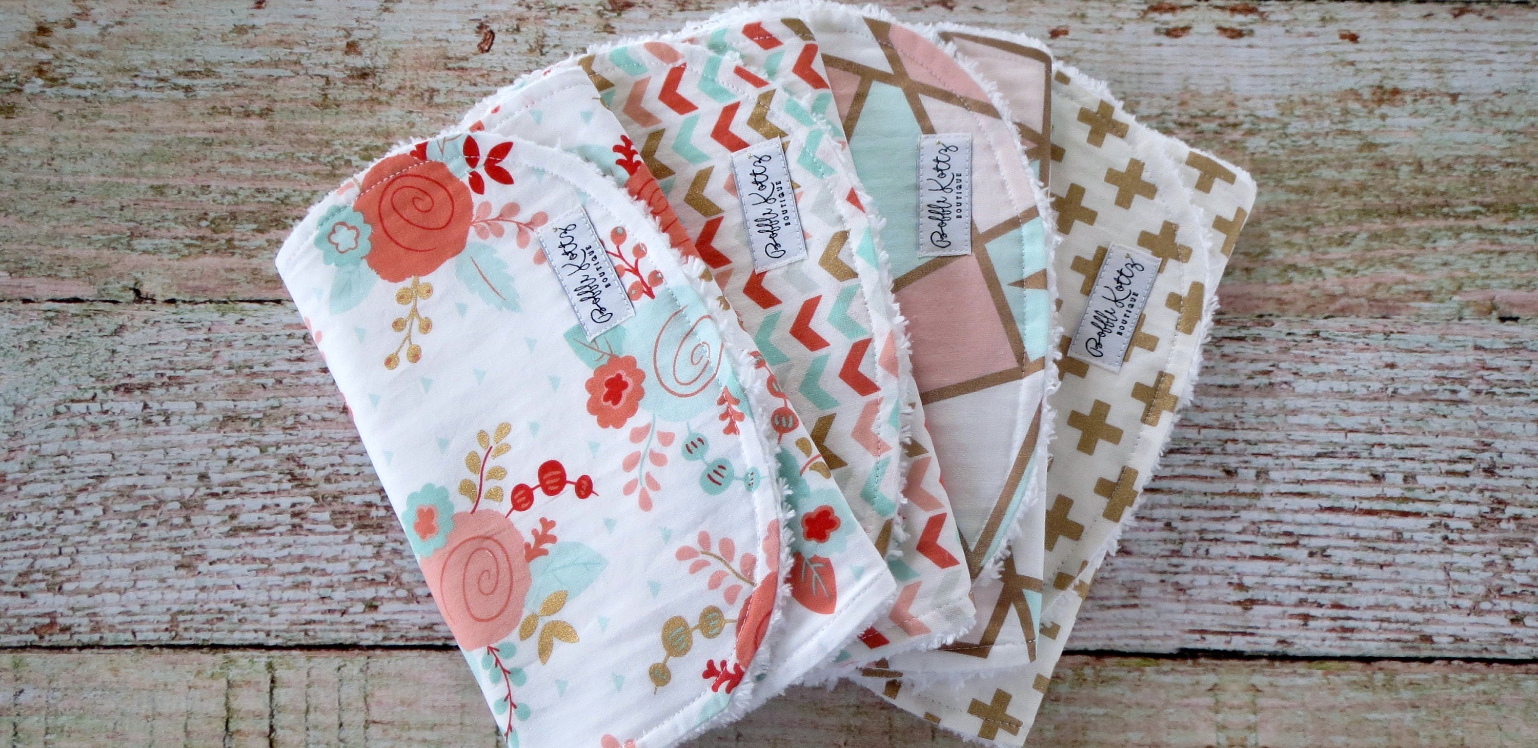 Baby Burp Cloths Baby Girl Burp Cloths Mint Blush Rose Etsy