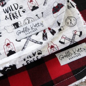 Burp Cloths Baby Boy Burp Cloths Red Black Buffalo Plaid Burp Cloth Lumberjack Burp Cloth Wild & Free Burp Cloth Baby Shower Gift image 6