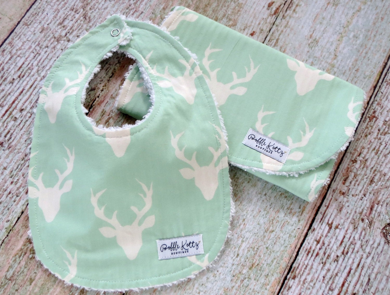 Baby Bib and Burp Cloth Baby Boy Bib and Burp Cloth Buck Etsy