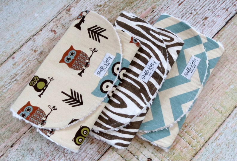 Baby Burp Cloths Baby Boy Burp Cloths Woodland Burp Cloths Owl Burp Cloth Chevron Burp Cloth Woodgrain Burp Cloth Baby Shower image 1