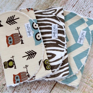 Baby Burp Cloths Baby Boy Burp Cloths Woodland Burp Cloths Owl Burp Cloth Chevron Burp Cloth Woodgrain Burp Cloth Baby Shower image 2