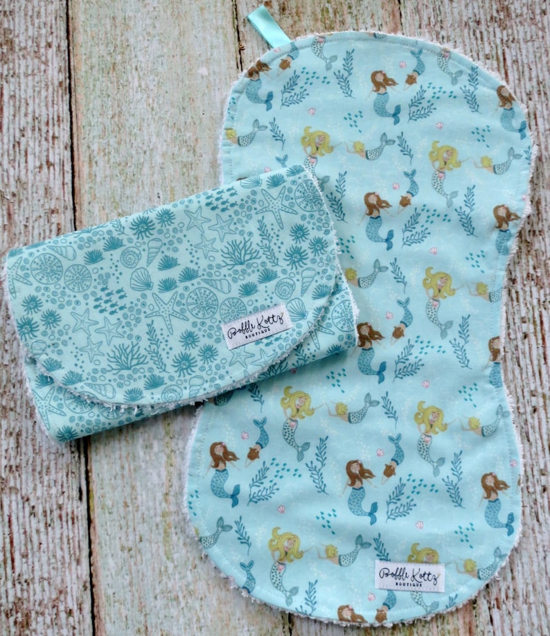Baby Girl Burp Cloths Sea Life Burp Cloth Mermaid Burp Cloth Baby Shower Gift Nautical Burp Cloths Baby Burp Cloths