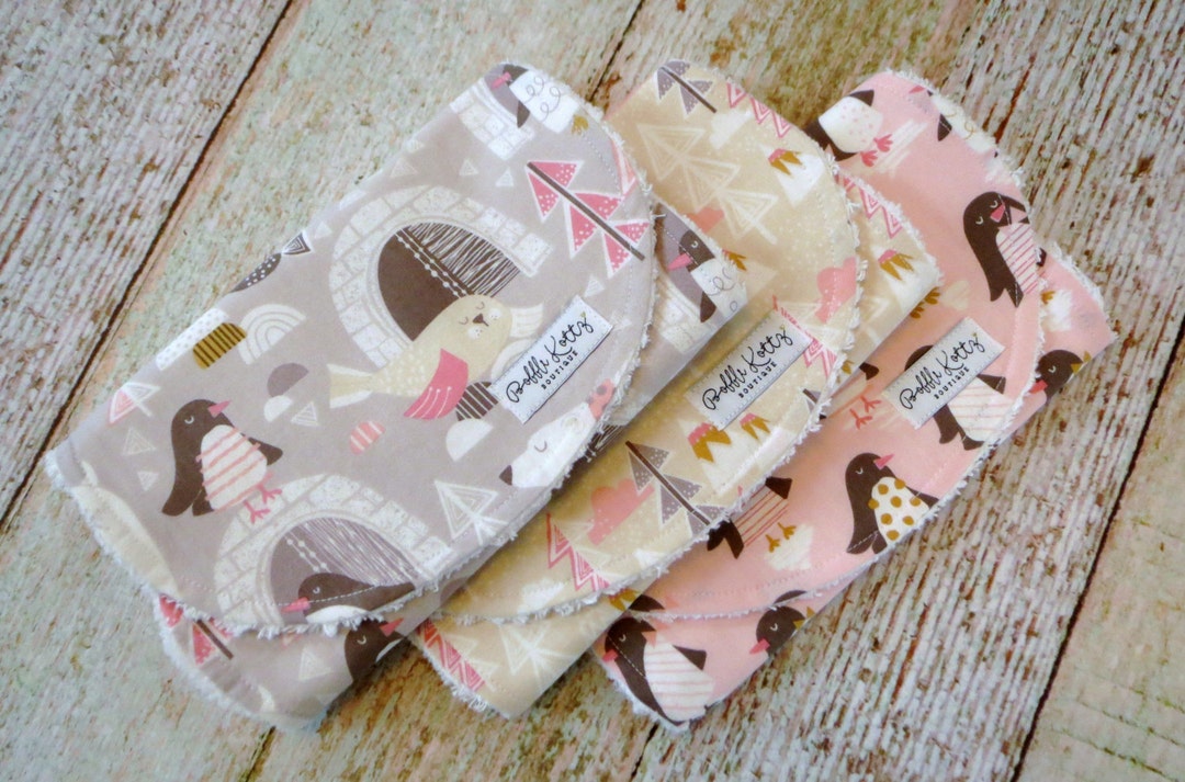 Baby Burp Cloths Baby Girl Burp Cloths Arctic Woodland Burp Cloths Snow
