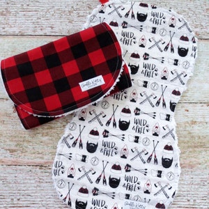 Burp Cloths Baby Boy Burp Cloths Red Black Buffalo Plaid Burp Cloth Lumberjack Burp Cloth Wild & Free Burp Cloth Baby Shower Gift image 4