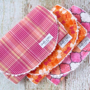 Baby Burp Cloths - Baby Girl Burp Cloths - Butterfly Burp Cloth - Pink Plaid Burp Cloth - Pink Quatrefoil Burp Cloth - Baby Shower Gifts