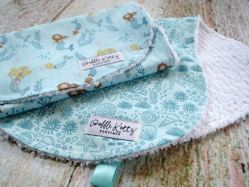 Baby Girl Burp Cloths Sea Life Burp Cloth Mermaid Burp Cloth Baby Shower Gift Nautical Burp Cloths Baby Burp Cloths