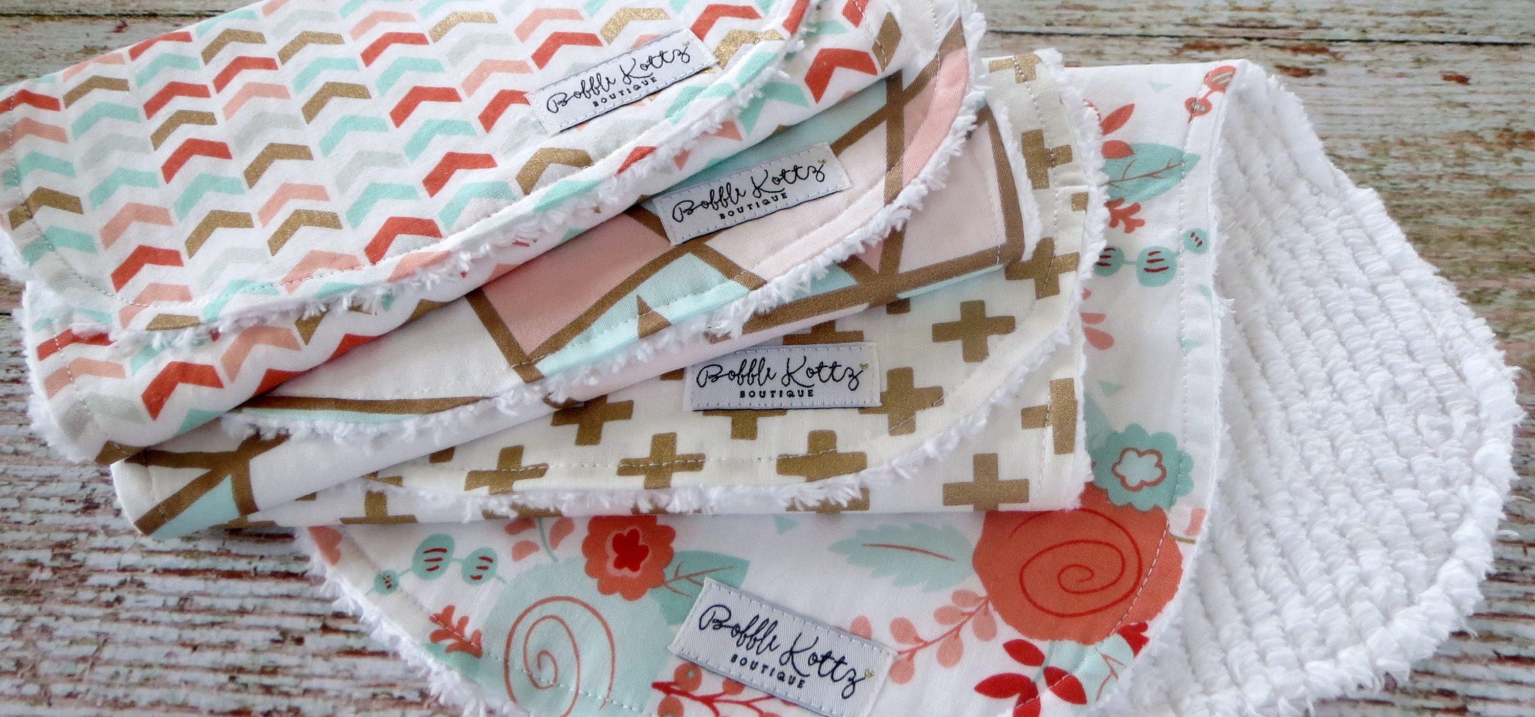 Baby Burp Cloths Baby Girl Burp Cloths Mint Blush Rose Etsy