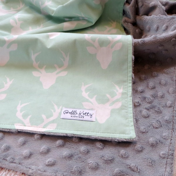 Baby Blanket - Baby Boy Blanket - Stag Baby Blanket - Minky Baby Blanket - Deer Baby Blanket - Buck Baby Blanket - Baby Shower Gift