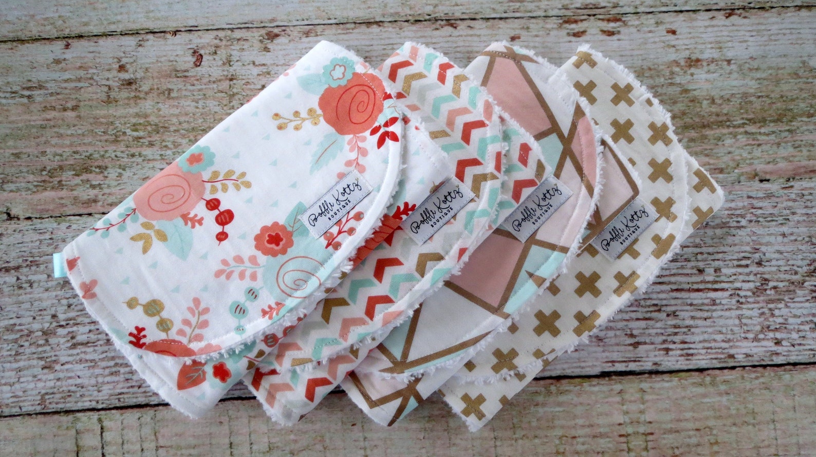 Baby Burp Cloths Baby Girl Burp Cloths Mint Blush Rose Etsy