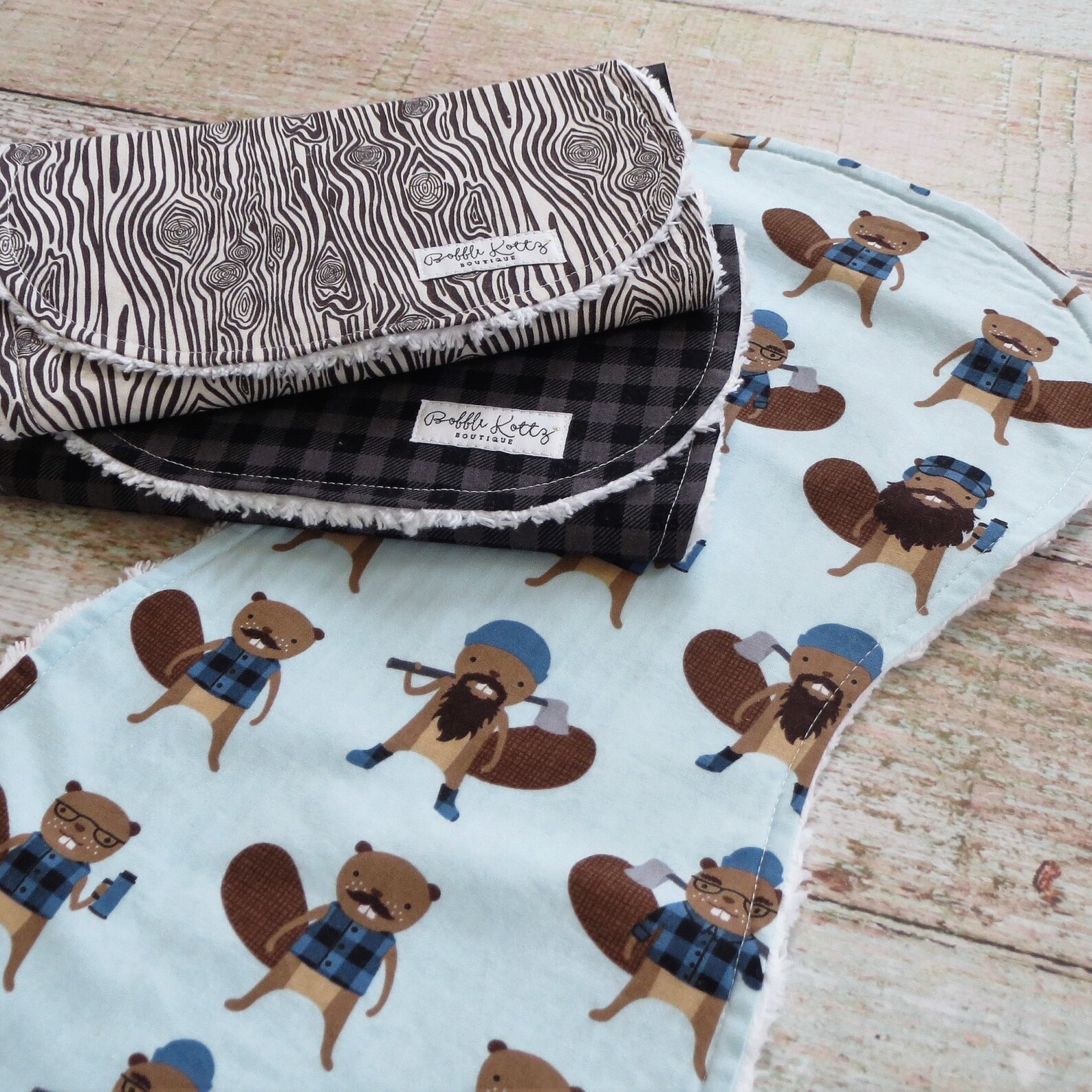 Baby Burp Cloths Baby Boy Burp Cloths Burly Beaver Burp Etsy