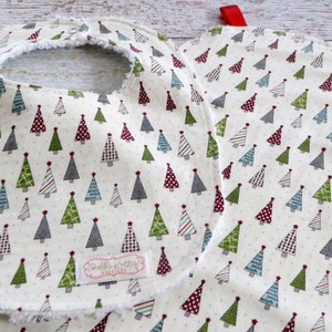 Holiday Baby Bib and Burp Cloth Set Christmas Bib and Burp Set Christmas Tree Bib and Burp Set Baby's First Christmas Baby Xmas Gift image 4