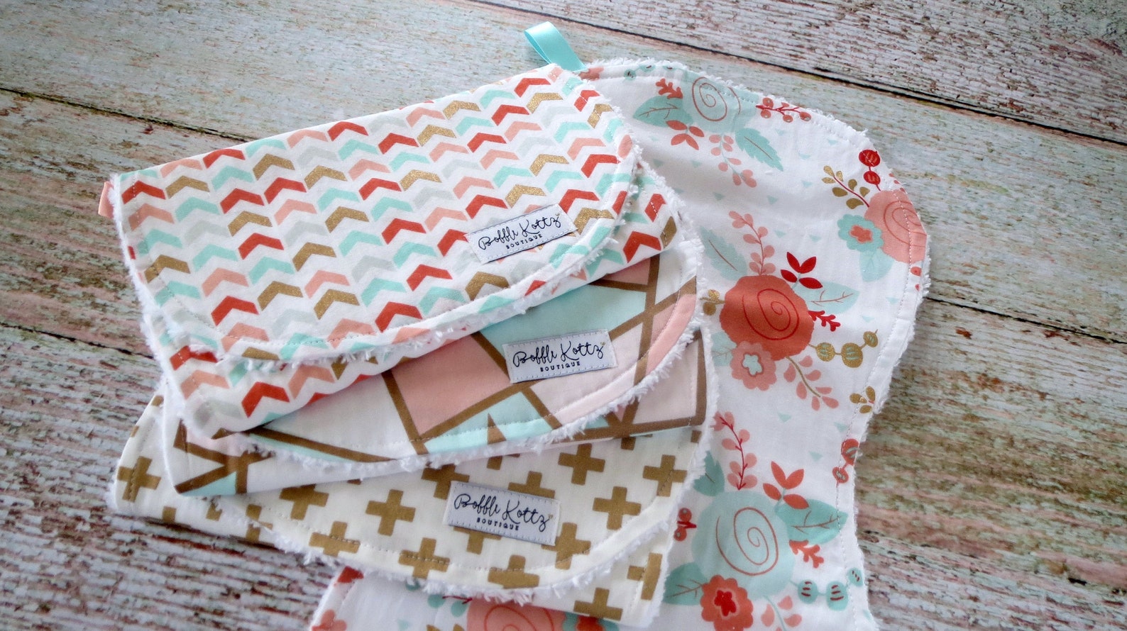 Baby Burp Cloths Baby Girl Burp Cloths Mint Blush Rose Etsy