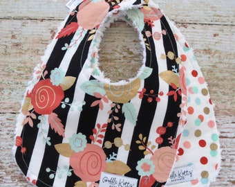 Baby Bibs - Baby Girl Bibs - Chenille Bibs - Flower Bib - Polka Dot Bib - Black and White Stripe Bib - Confetti Dot Bib - Baby Shower Gift