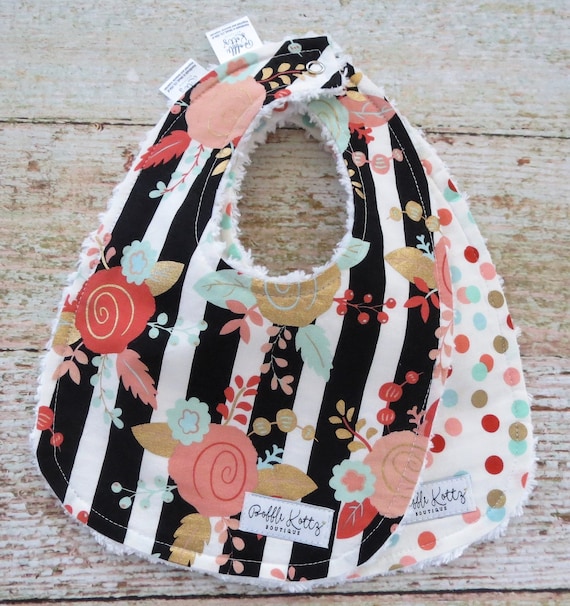 Baby Bibs - Baby Girl Bibs - Chenille Bibs - Flower Bib - Polka Dot Bib - Black and White Stripe Bib - Confetti Dot Bib - Baby Shower Gift