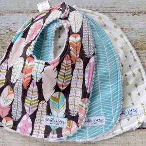 Boho Bib Set - Tribal Bib Set - Boho Girl Bibs - Dribble Bibs - Boho Drool Bibs - Bohemian Baby Gift - Chenille Bibs - Baby Shower Gift