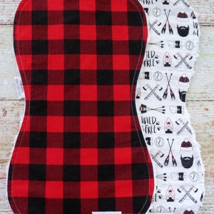 Burp Cloths Baby Boy Burp Cloths Red Black Buffalo Plaid Burp Cloth Lumberjack Burp Cloth Wild & Free Burp Cloth Baby Shower Gift image 3