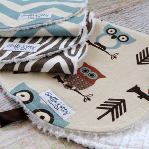 Baby Burp Cloths Baby Boy Burp Cloths Woodland Burp Cloths Owl Burp Cloth Chevron Burp Cloth Woodgrain Burp Cloth Baby Shower image 5