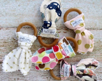 Baby Teethers - Teething Toys - Wooden Teething Toys - Wooden Teething Ring - Baby Teething Ring - Montessori Inspired Baby Toy - Baby Gift