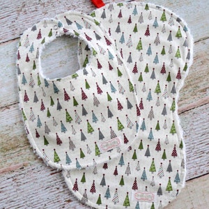 Holiday Baby Bib and Burp Cloth Set Christmas Bib and Burp Set Christmas Tree Bib and Burp Set Baby's First Christmas Baby Xmas Gift image 3