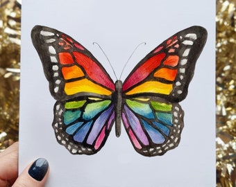 Rainbow Butterfly card, Happy Birthday Greetings Card | Watercolour | Art | Birthday | Anniversary Mother’s Day