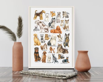 Dog Alphabet Giclée Print, Fine Art Watercolour Print, A3 A4 | Signed