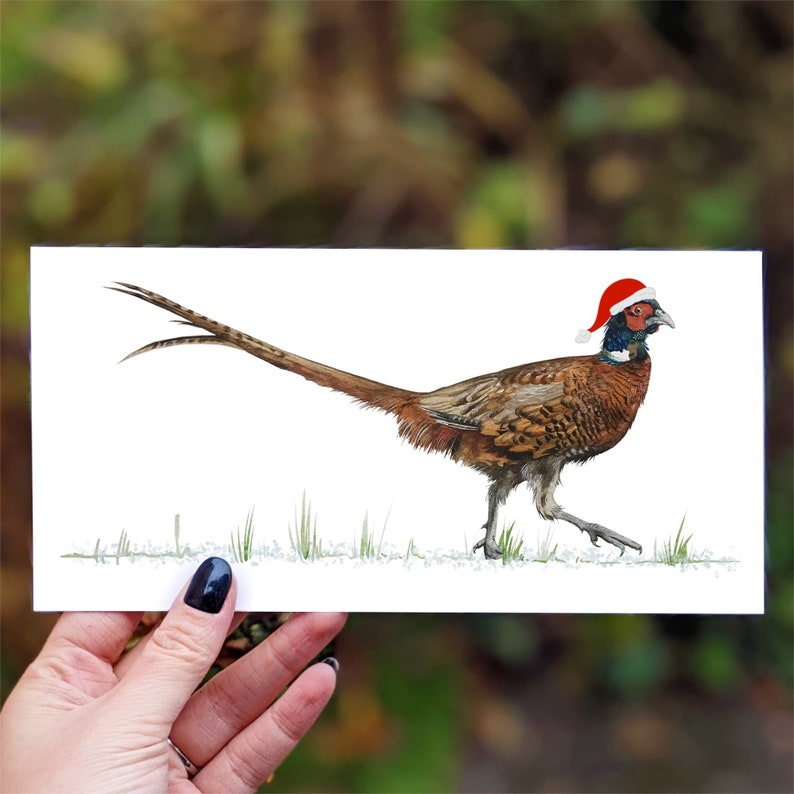 Cheeky Pheasant Christmas Cards handmade plastic free bird funny nature single card