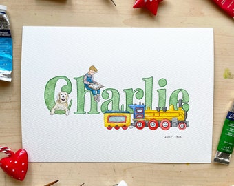 Personalised Nursery Painting with FULL NAME and custom illustrations