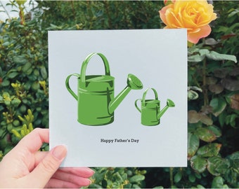 Tarjetas del día del padre, tarjeta de jardinería verde, amante de la jardinería, regadera, embalaje biodegradable ecológico