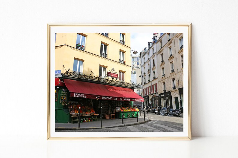 Amélie Fruit Market Digital Download. Montmartre Paris Photo. French Wall Art. Paris Street Scene. Au Marche de la Butte. Instant Download. image 1