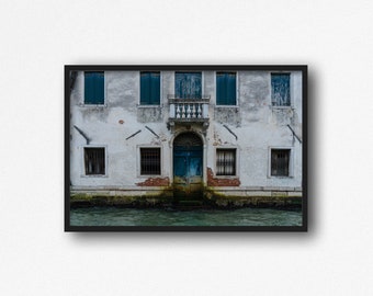 Digital Download. Venice Architecture Photo. Blue Door. Canals Gondola Ride. Venezia Home. Italy Travel Photography. Instant Download
