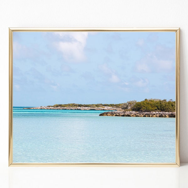 Exuma Island, Bahamas Digital Download. Exuma Beach Print. Island Travel Photo. Ocean Printable Art. Beach and Cays Water Art