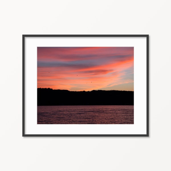 Keuka Summer Sunset Digital Download. Keuka Lake Photo. Bluff Point. Finger Lakes. Cotton Candy Sky. Lake Photography. Instant Download