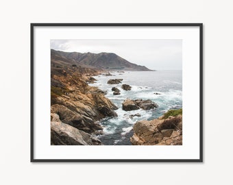 Digital Download. Big Sur Cliffs Photo. California Art. Coastal Travel Photo. Pacific Ocean. Nature Printable Art. Instant Download.